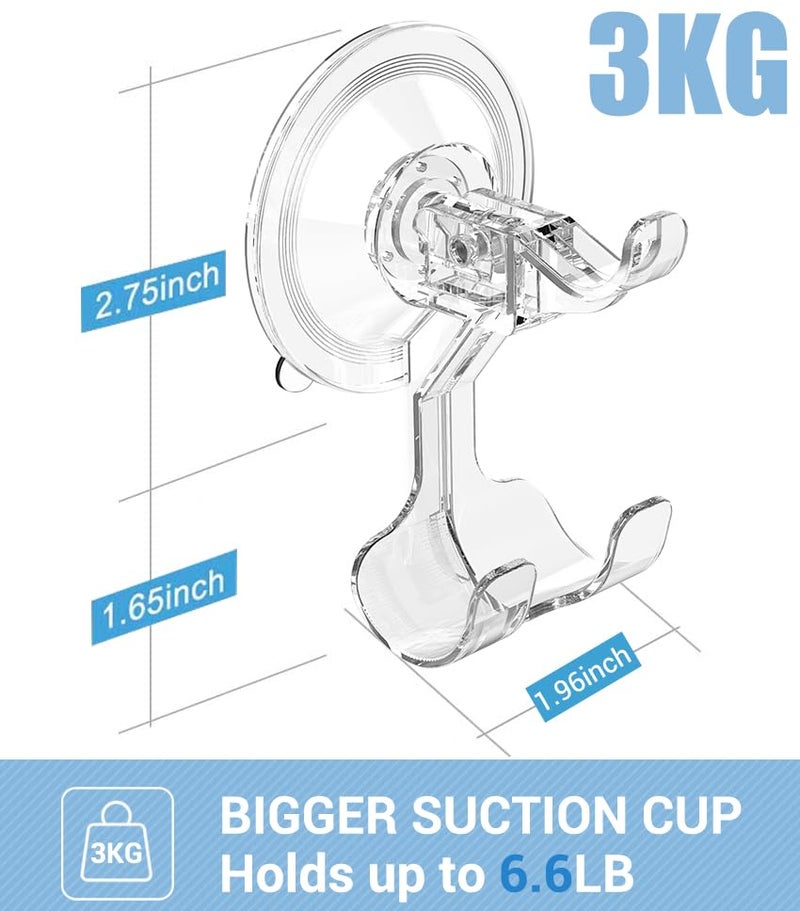 Teletrogy Large Suction Cup Hooks Shower Razor Holder - 2 Pack Heavy Duty Reusable Vacuum Shower Hook, Damage Free Wall Hooks for Bathroom Kitchen Towel Loofah Sponge Key Shaver Bathrobe Wreath - Image 2